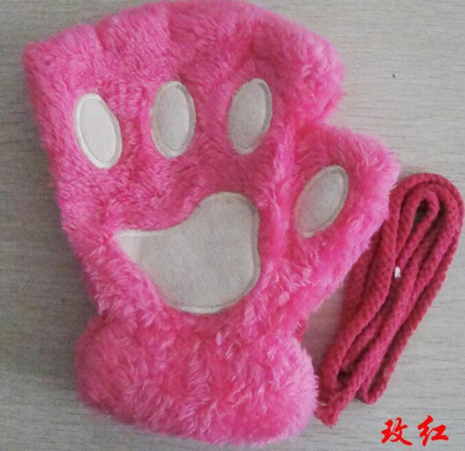 Winter Lovely Half Cover Paw Bear Cat Claw Gloves Short Finger Limorista