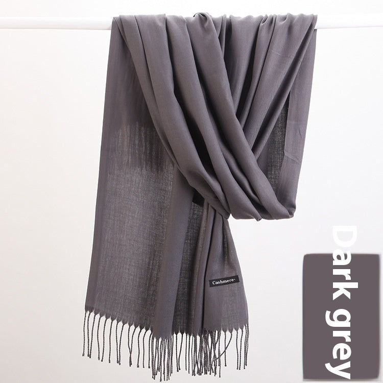 Pure Color Warm Keeping Scarf All-match Cashmere Shawl Limorista