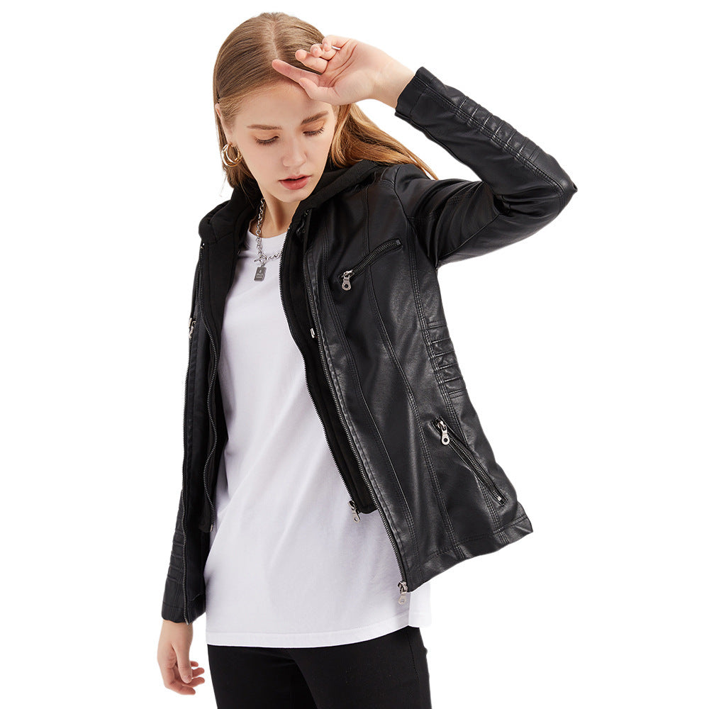 Detachable Two-piece Hooded Leather Jacket Limorista