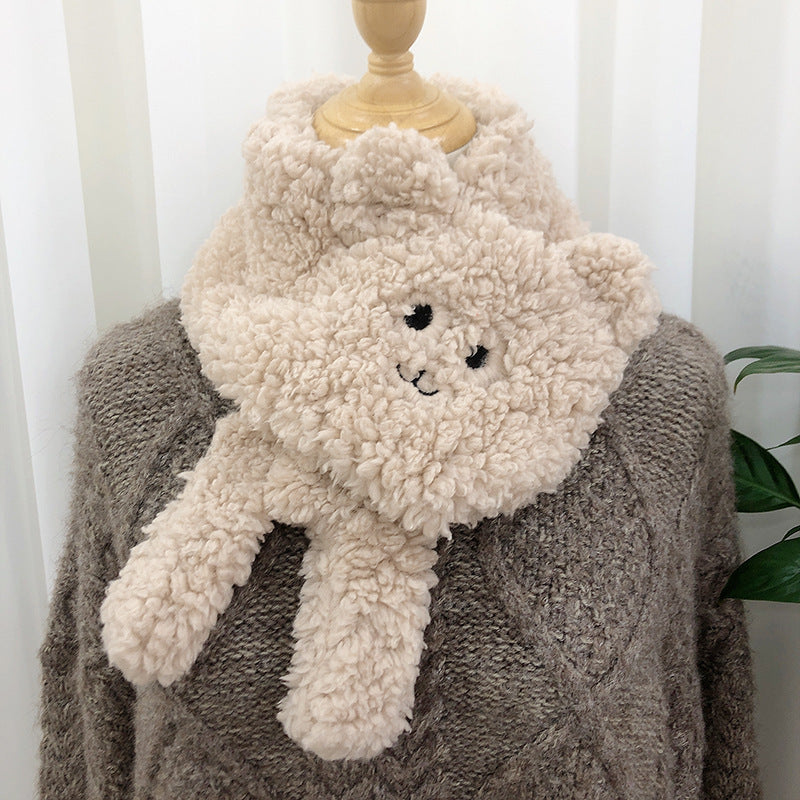 Winter Women Novelty Warm Cute Bear Plush Scarf Lamb Wool Limorista