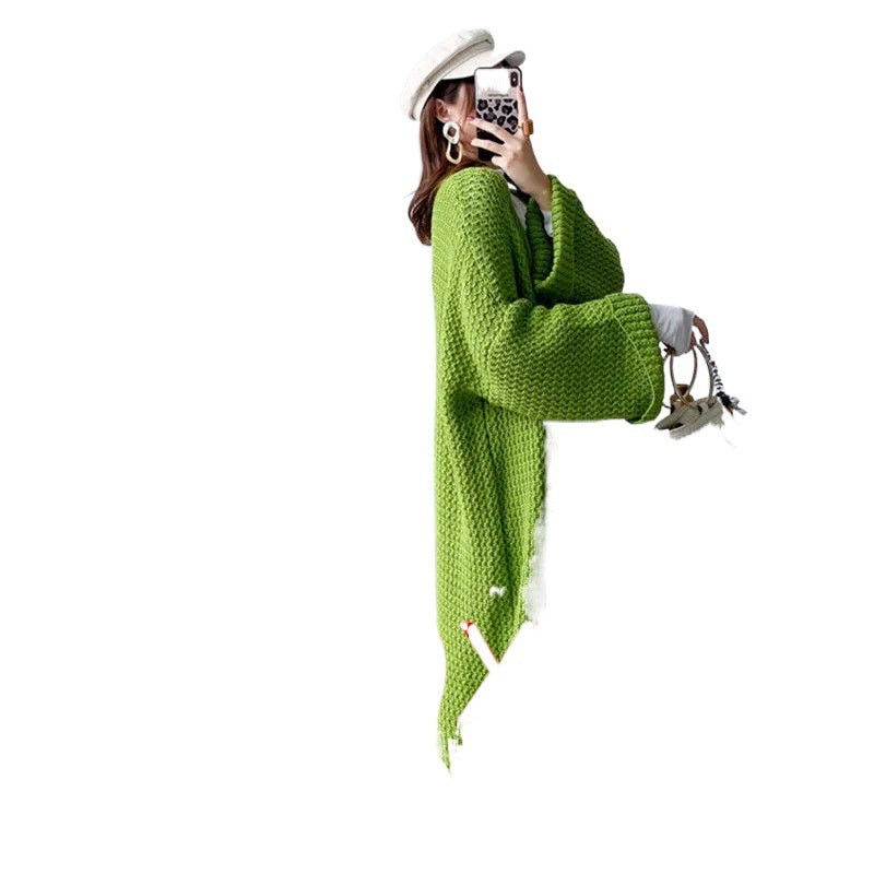 Limorista - Wind Long Knitted Cardigan Overknee Coat