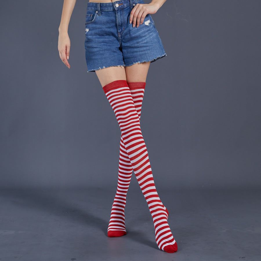 Thin Stripes Stockings Over The Knee Thickened High Tube Ladies Dance Party Performance Socks Limorista