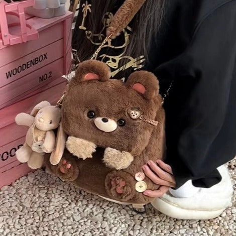 Large Capacity Cute Personality Plush Bear Backpack For Women Limorista