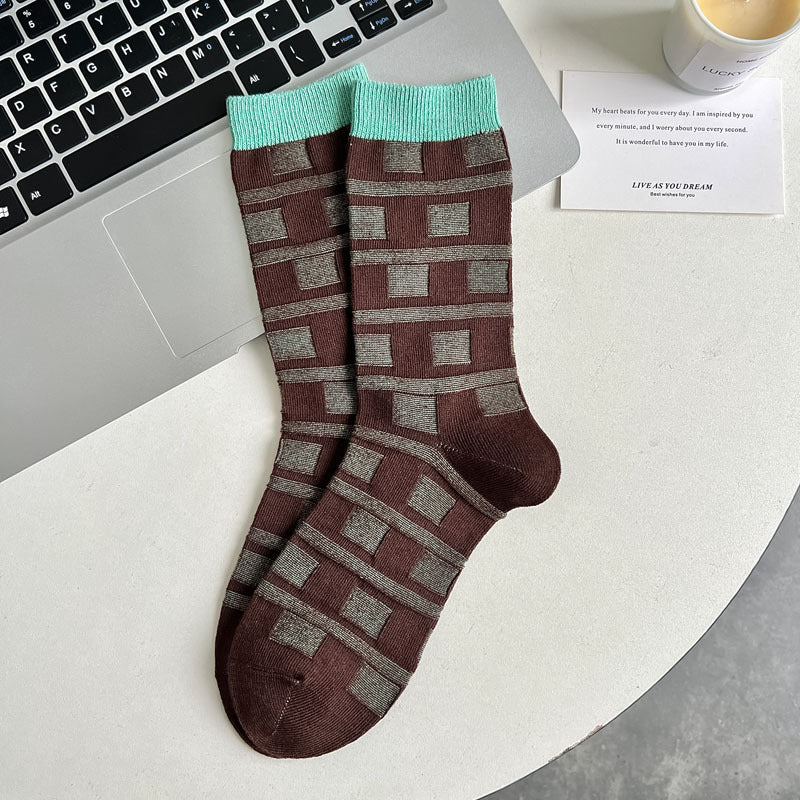 Dopamine Retro Mid-calf Length Double Needle Sweet Cool Street Ladies Loose Socks Limorista