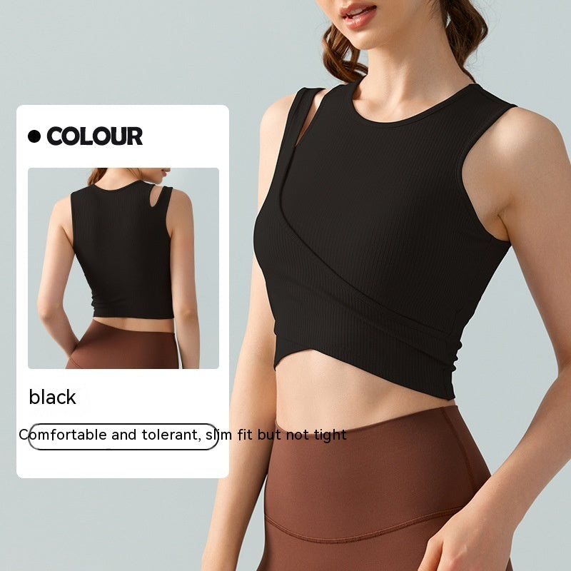 Limorista - Stitching Fake Two-piece Yoga Vest One-piece Fixed Female