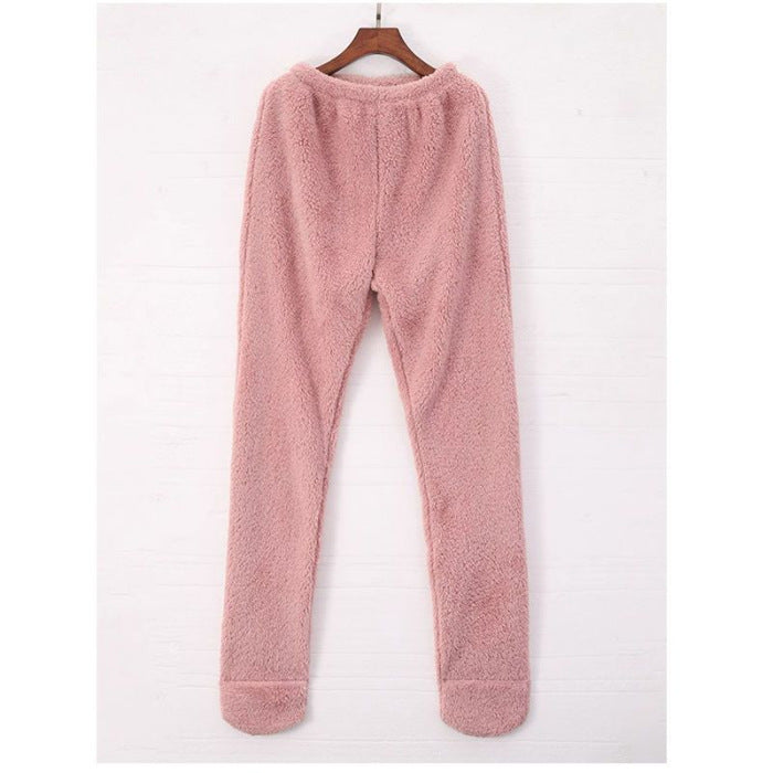 Women Coral Fleece Socks Leggings Winter Warm Sleepwear Ankles Knees Guard Women Home Pants Thick Pajamas Pant Limorista