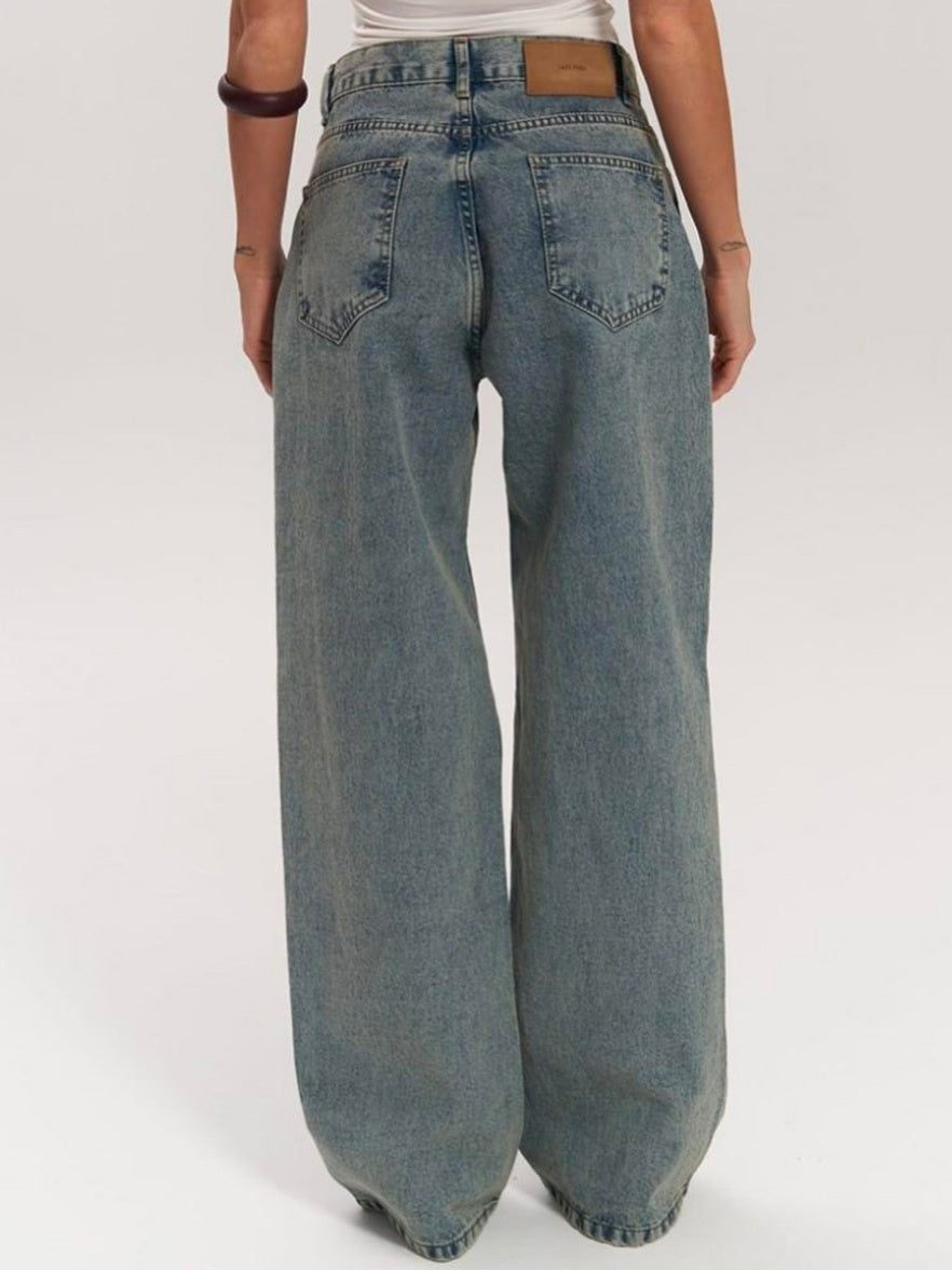 Vintage Straight-leg Hollow Textured Jeans Limorista