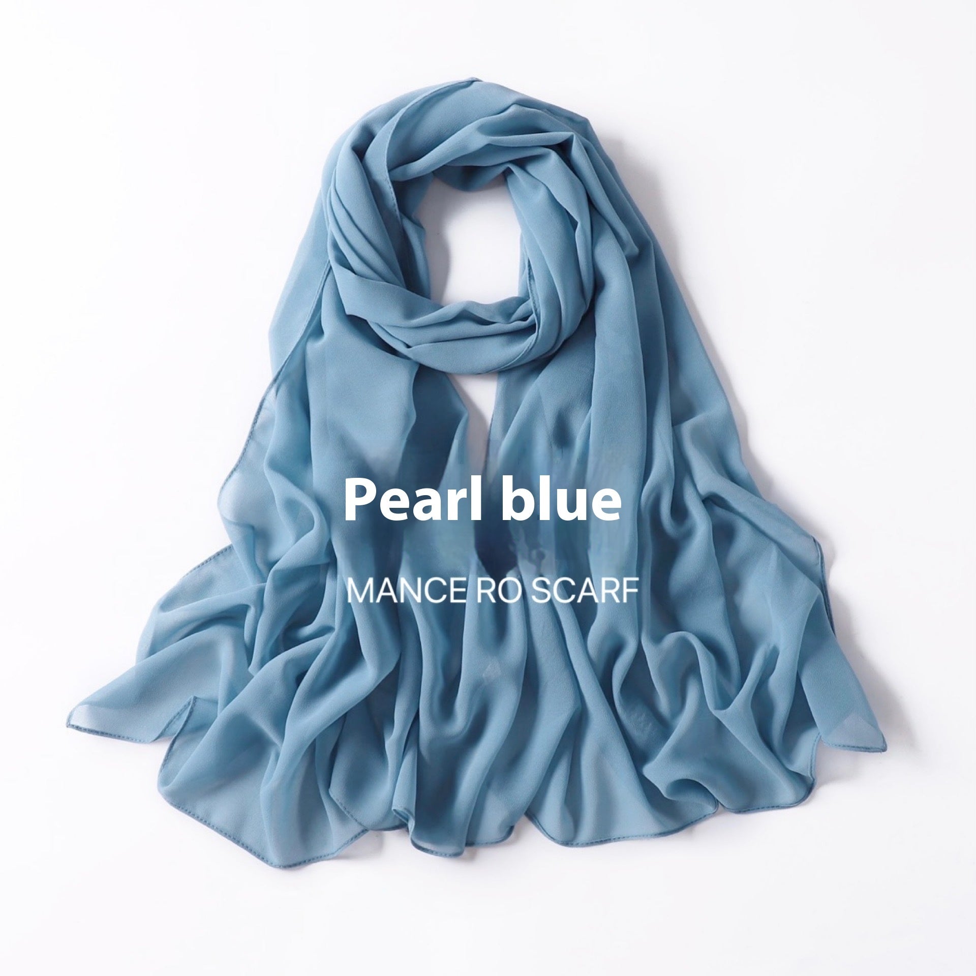 Pure Color Pearl Chiffon Scarf Headcloth Veil Chiffon Scarf Limorista