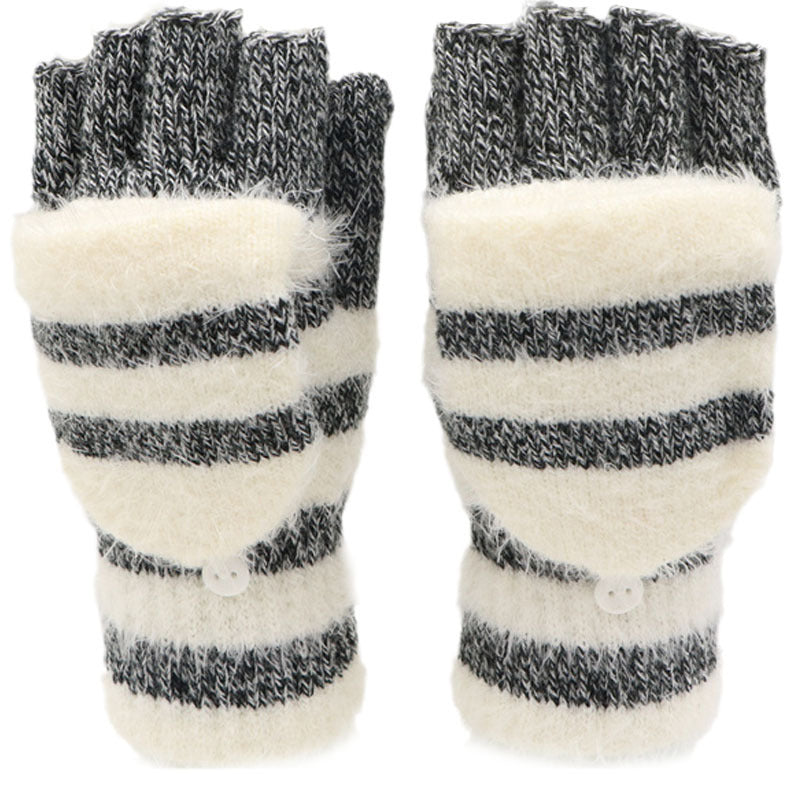 Flip Half Finger Knitting Wool Gloves Limorista