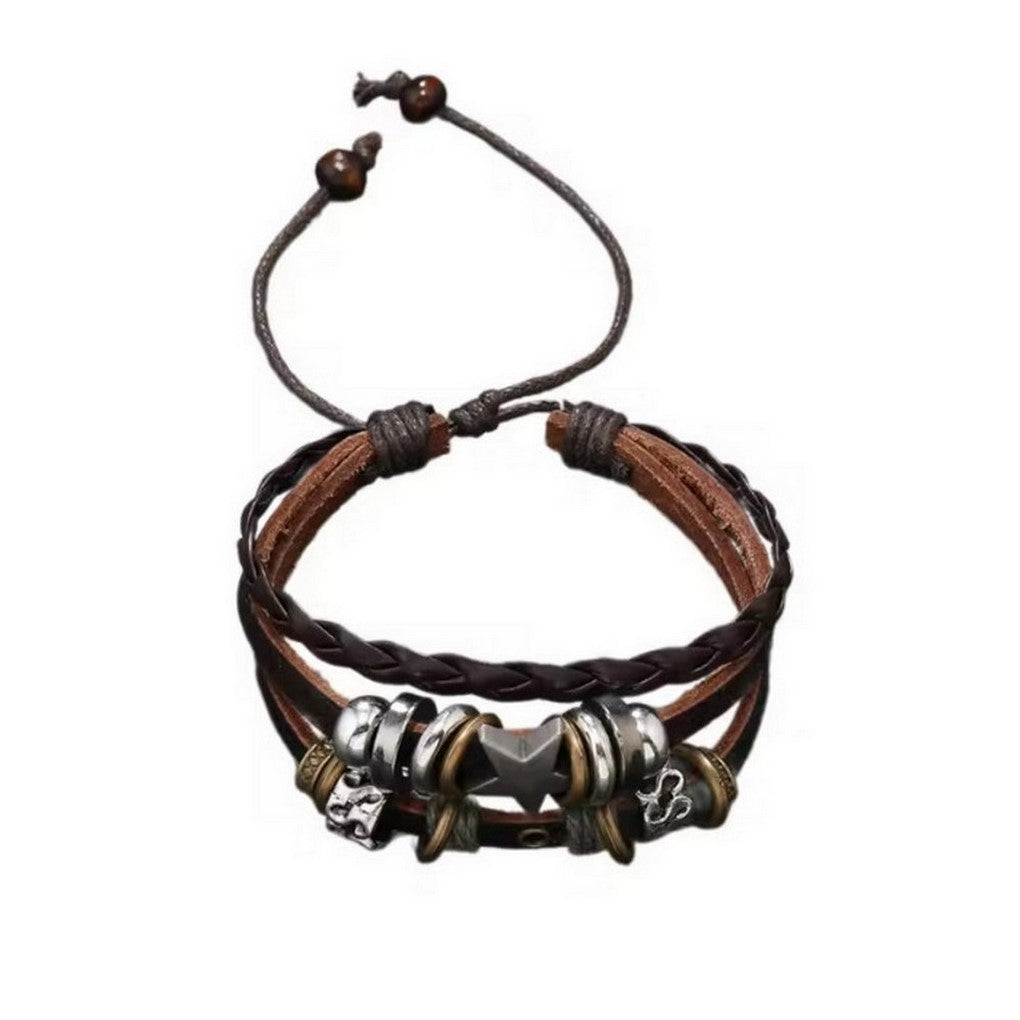 Personalized Beaded Five-pointed Star Leather Bracelet Trendy Simple Limorista