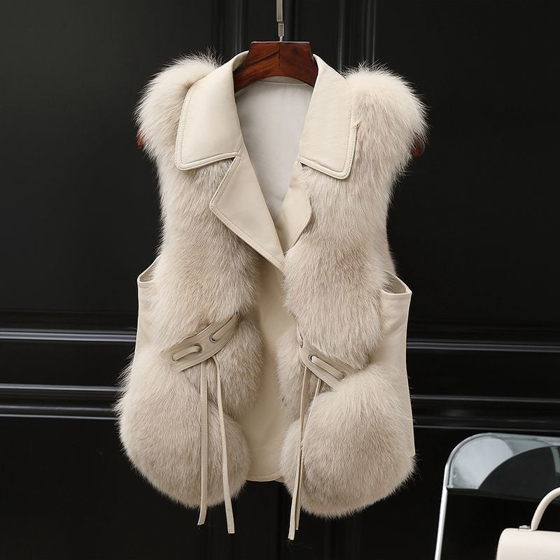 Fur Vest Short Coat Autumn And Winter New Patchwork Winter Fox Fur Jacket Women Short Artificial Fur Coat Elegant Female Warm Vest Limorista