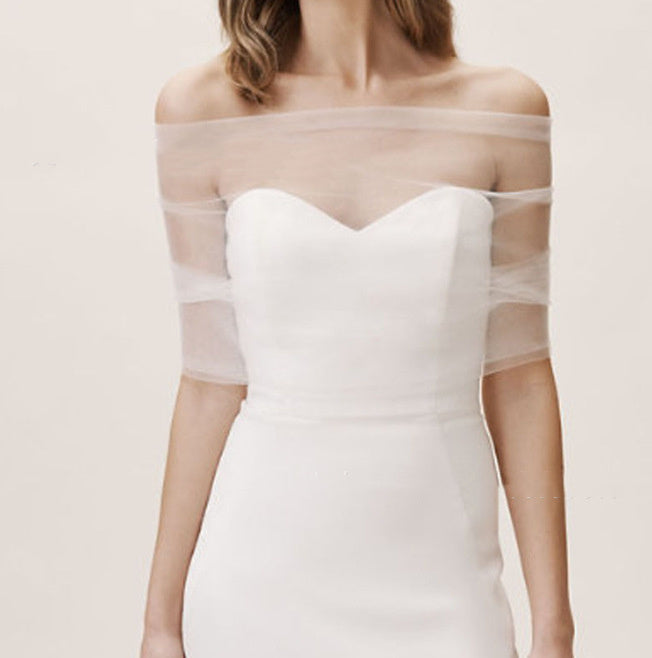 Bridal Wedding Pearl Mesh Thin Cape Limorista