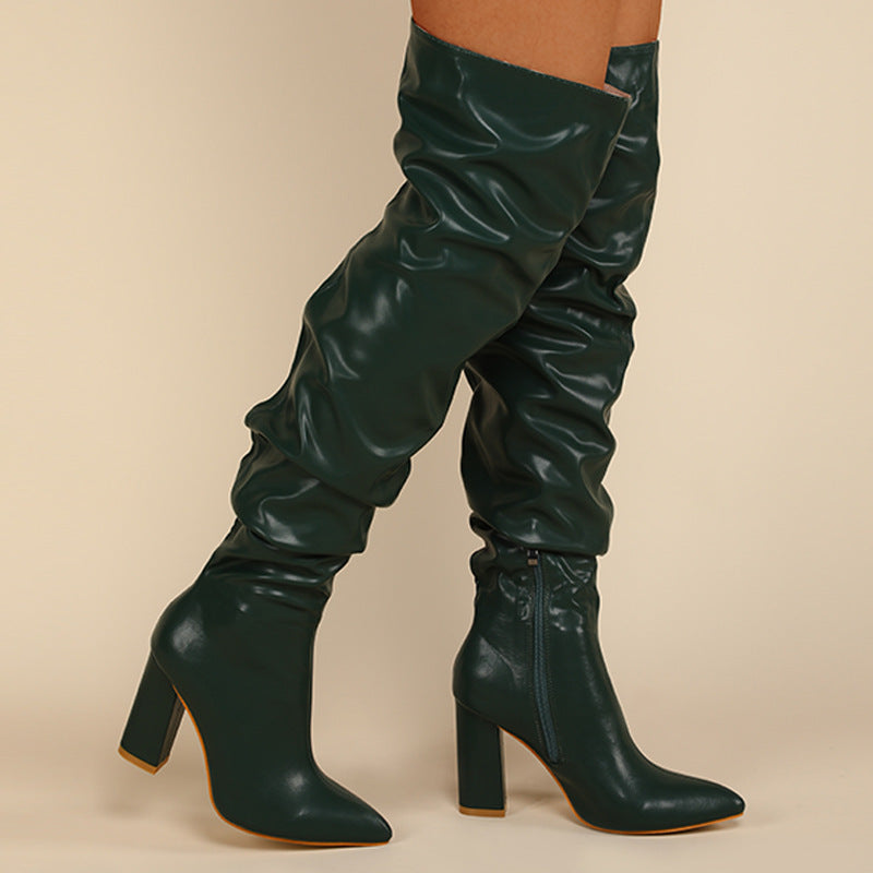 Chunky Heel High Zipper High Leg Boot Limorista
