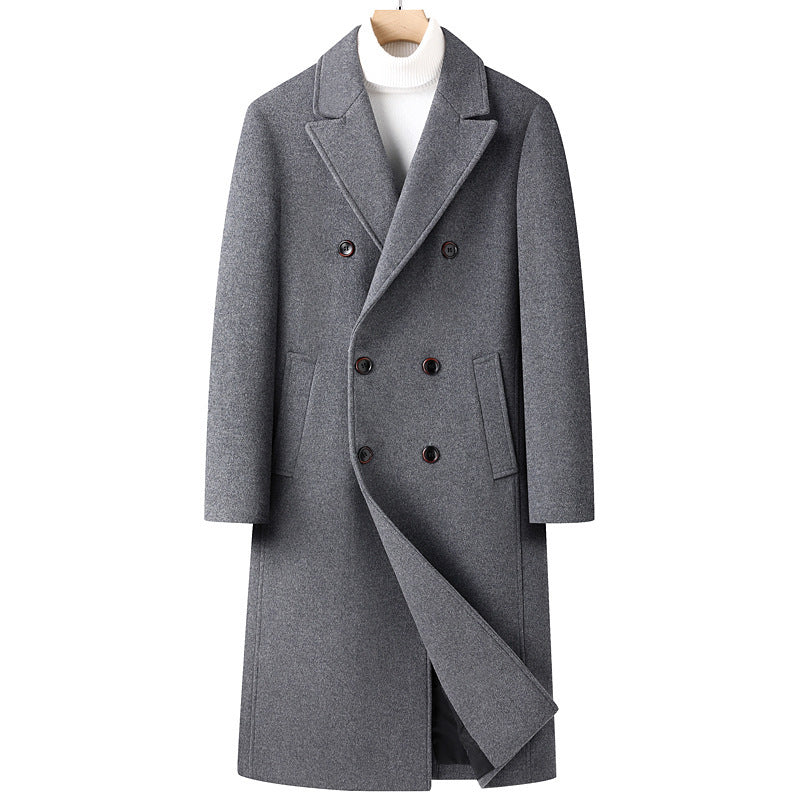 Autumn And Winter Woolen Coat Overknee Long Double Breasted Oblique Pocket Limorista