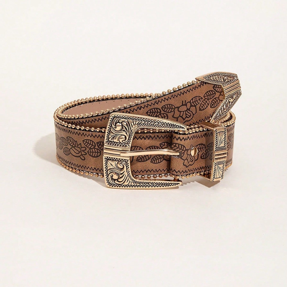 Retro Pattern PU Belt Western Style Women&