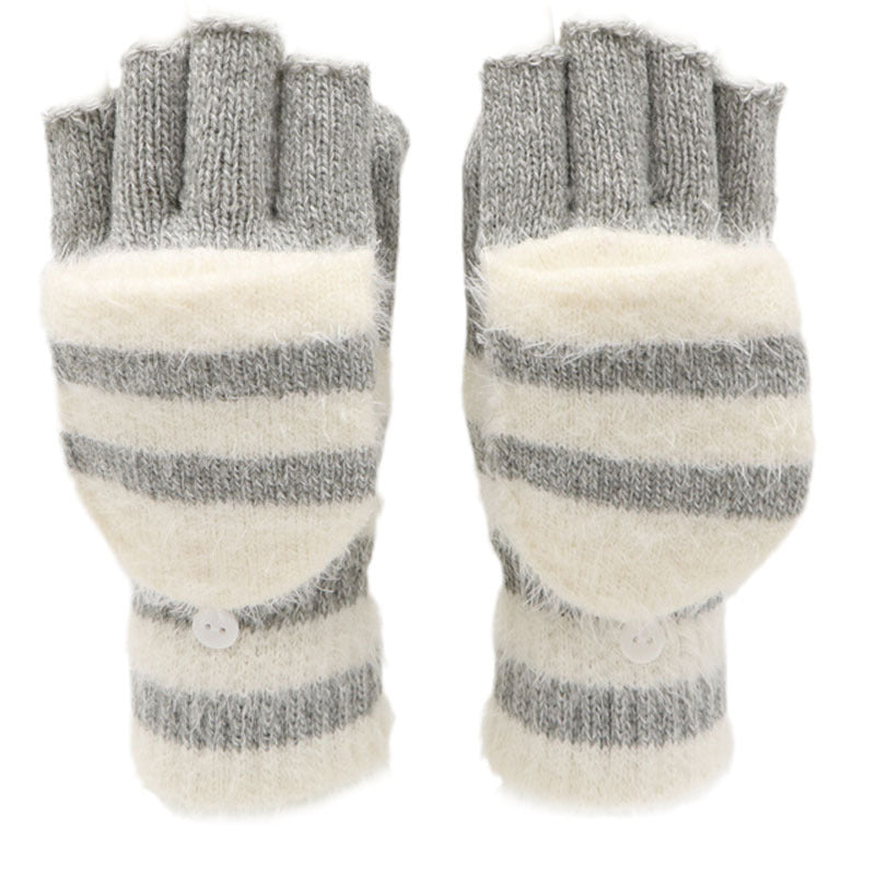 Flip Half Finger Knitting Wool Gloves Limorista
