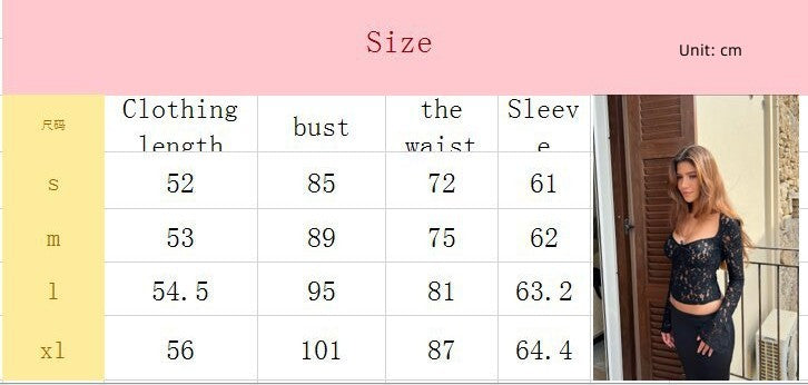 Limorista - Solid Color Lace V-neck Horn Long Sleeves Cropped Top