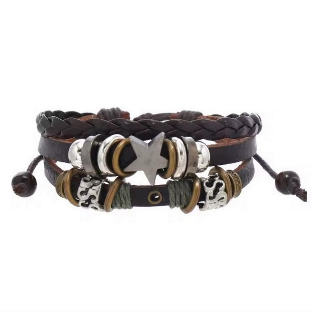 Personalized Beaded Five-pointed Star Leather Bracelet Trendy Simple Limorista