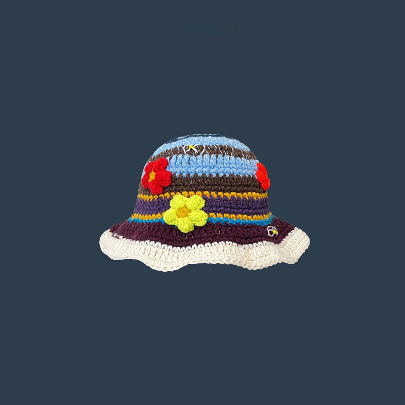 Japanese-style Retro Hollow Flower Handmade Knitted Bucket Hat Women Limorista