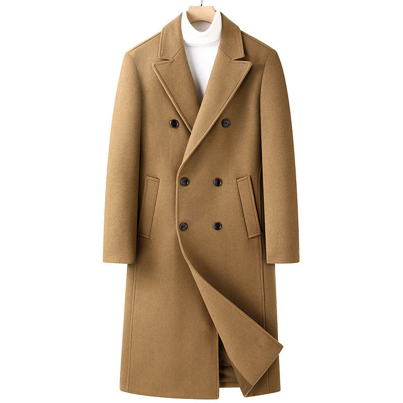 Autumn And Winter Woolen Coat Overknee Long Double Breasted Oblique Pocket Limorista
