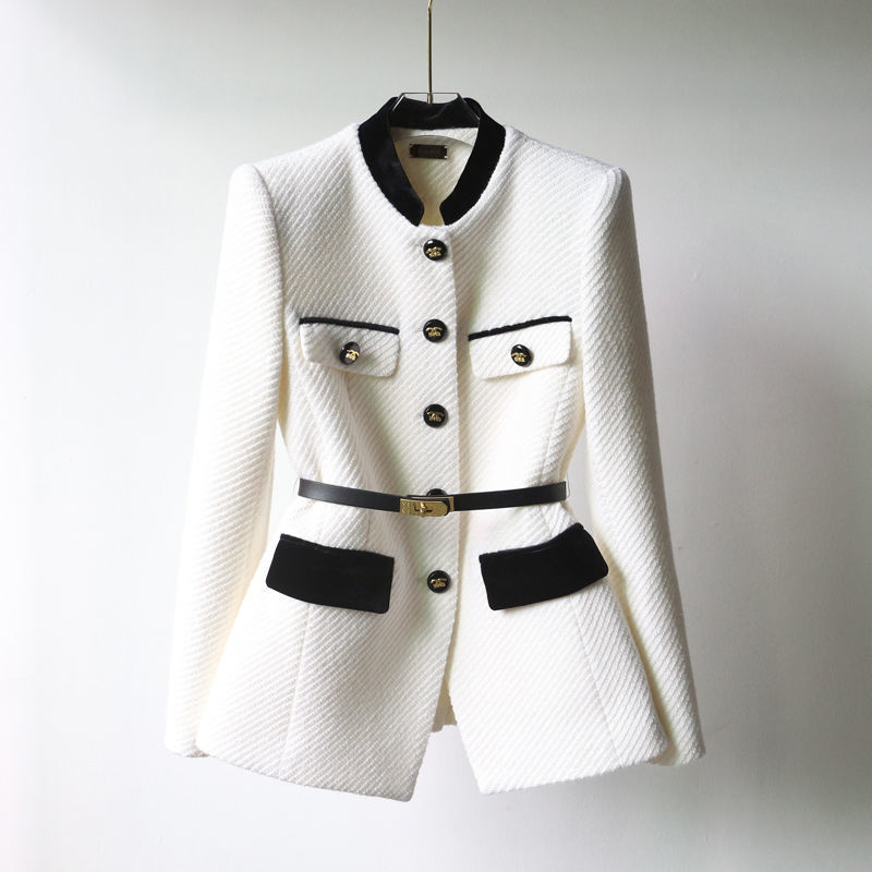 Mid-length Waist Slimming Overcoat Shoulder Women&