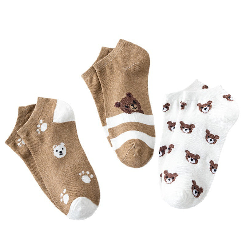 Low-cut Cartoon Cute Brown Bear Socks Japanese Women Limorista