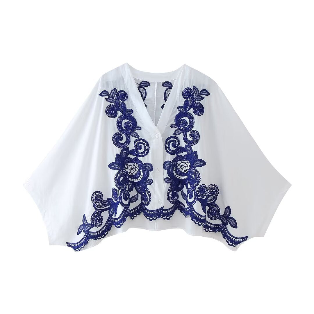 Limorista - Embroidery Shirt Skirt Suit Women