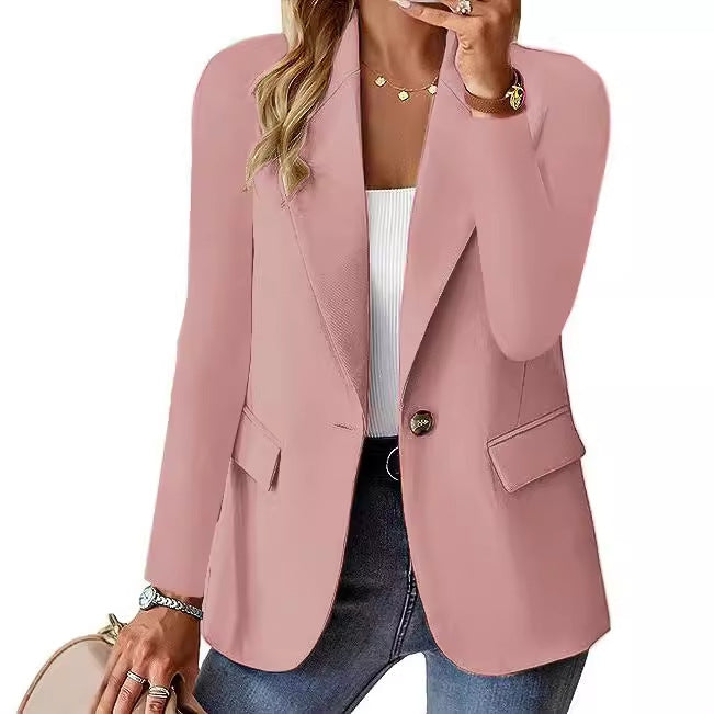 Fashion Casual Women Blazer Long-sleeved Solid Color Casual Cardigan Small Suit Jacket For Women Elegant Office Lady Outerwear Limorista