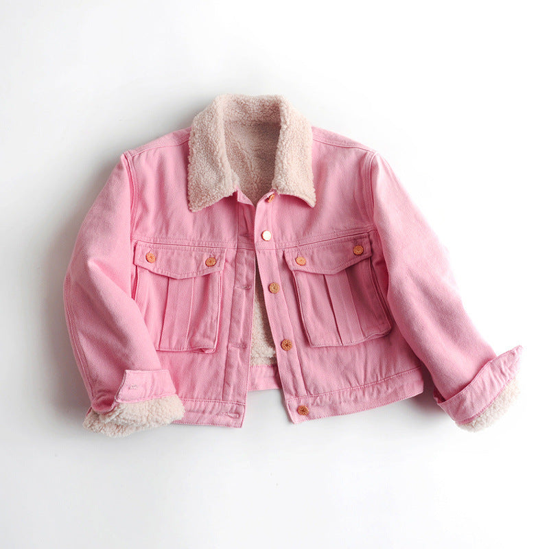 Lamb Wool Fleece-lined Thickening Denim Jacket Limorista