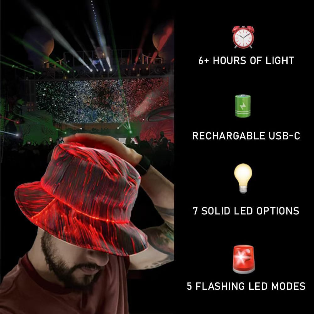 Luminous Bucket Hat Optical Fiber Colorful Transformation Limorista