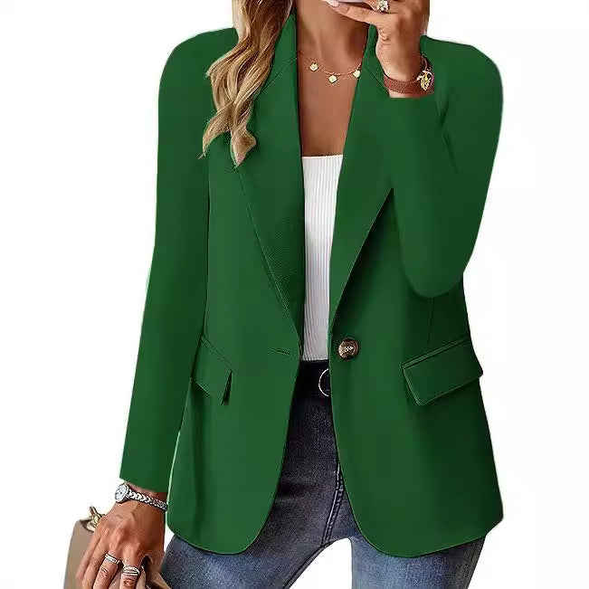 Fashion Casual Women Blazer Long-sleeved Solid Color Casual Cardigan Small Suit Jacket For Women Elegant Office Lady Outerwear Limorista