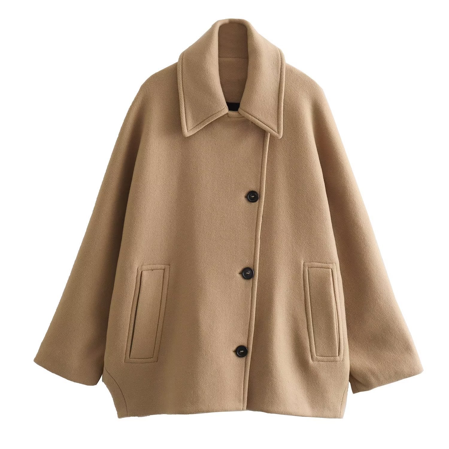 Limorista - Winter Wool Blend Short Batwing Sleeve Woolen Overcoat Coat