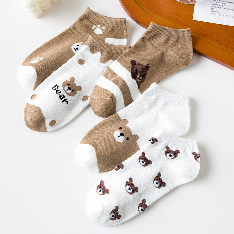 Low-cut Cartoon Cute Brown Bear Socks Japanese Women Limorista