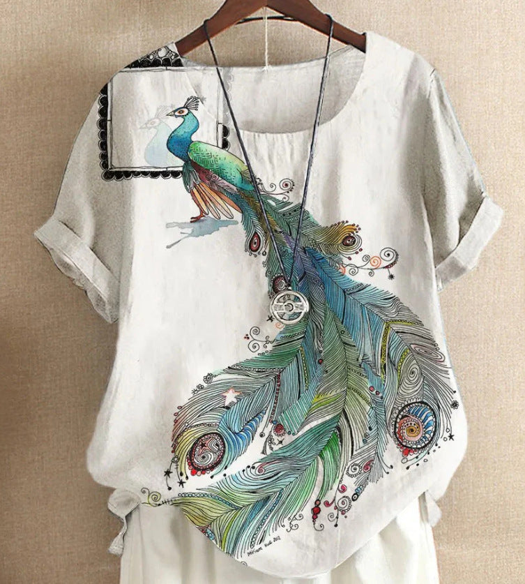 New Short-sleeved T-shirt Flower And Plant Painting 3D Digital Printing Top Limorista
