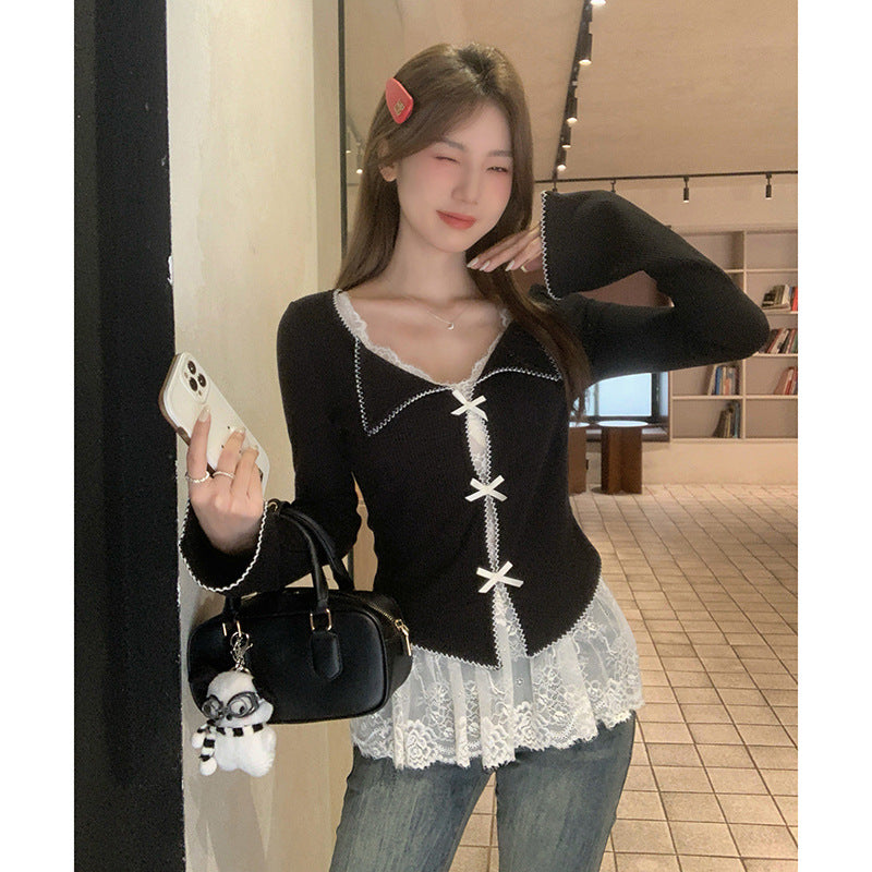 Limorista - Bandage Dress Lace Inner Match Vest Bottoming Shirt Top