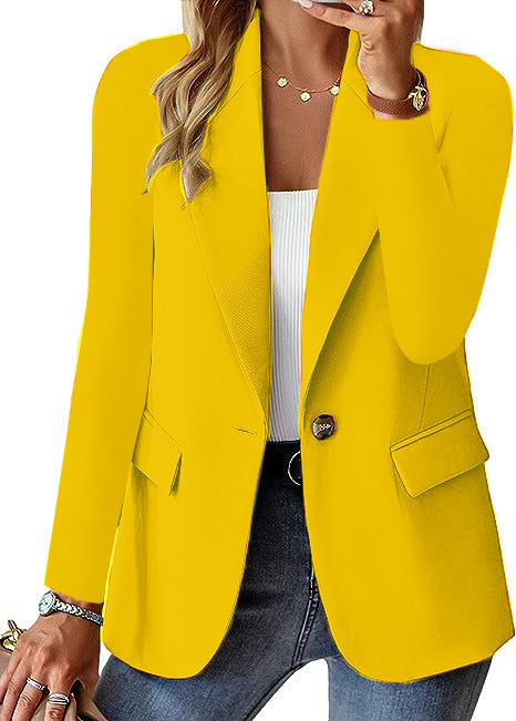 Fashion Casual Women Blazer Long-sleeved Solid Color Casual Cardigan Small Suit Jacket For Women Elegant Office Lady Outerwear Limorista