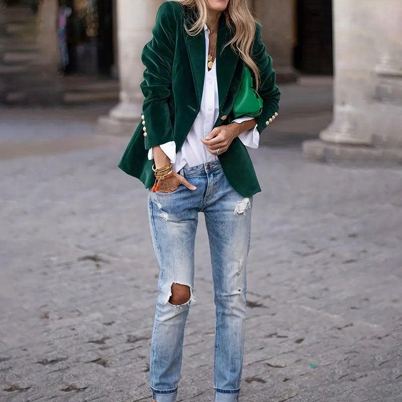 Gold Velvet Elegant Slim Fit Small Business Suit Coat Limorista