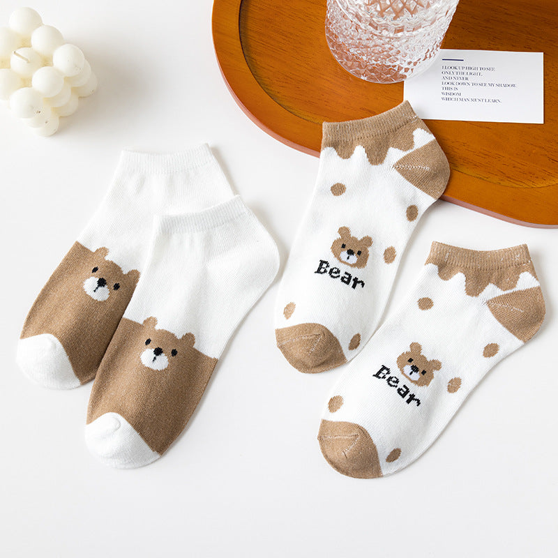 Low-cut Cartoon Cute Brown Bear Socks Japanese Women Limorista