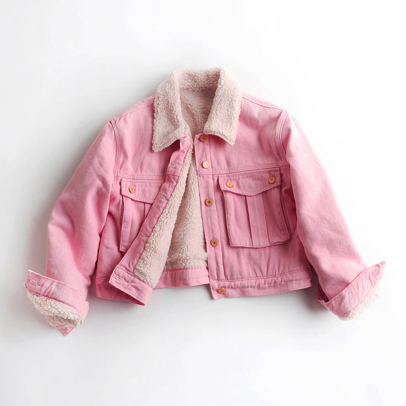 Lamb Wool Fleece-lined Thickening Denim Jacket Limorista