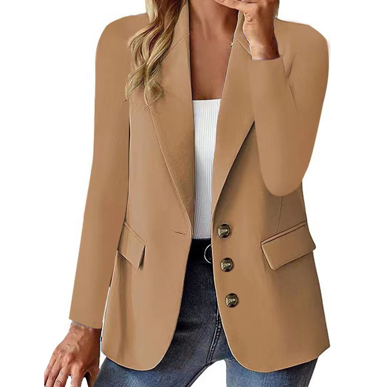Fashion Casual Women Blazer Long-sleeved Solid Color Casual Cardigan Small Suit Jacket For Women Elegant Office Lady Outerwear Limorista