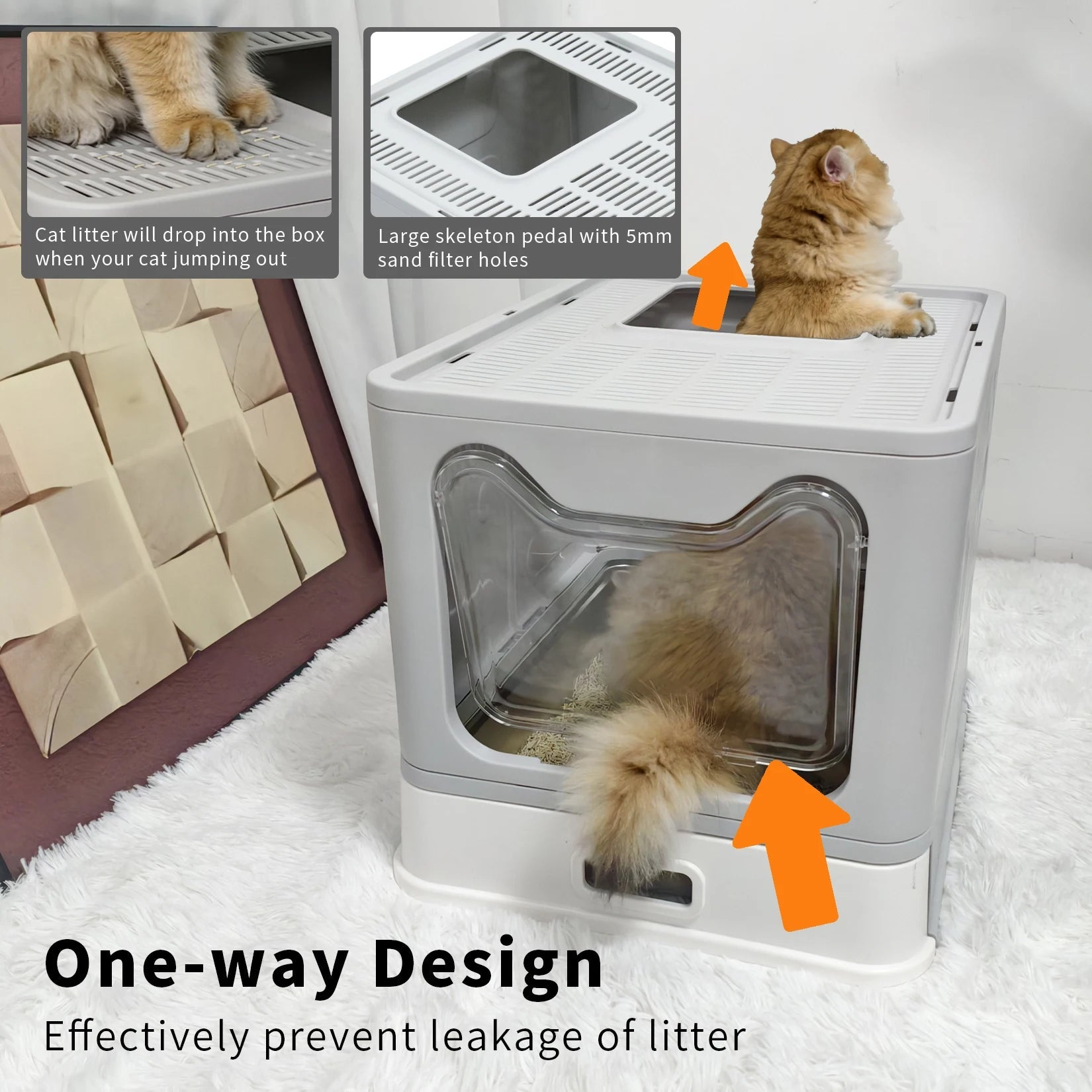 Limorista |Bingopaw Enclosed Stainless Steel Kitty Litter Box – Front Entry, Top Exit Limorista