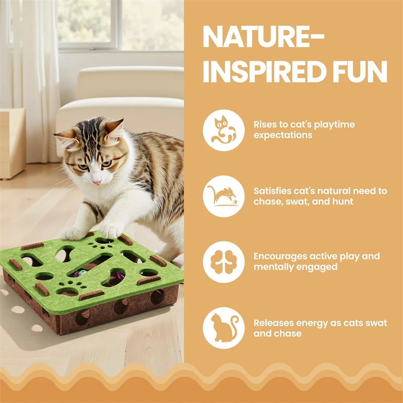 Limorista |Felt Kitty Puzzle Maze Toy – 2 Random Balls for Indoor Play & Exercise