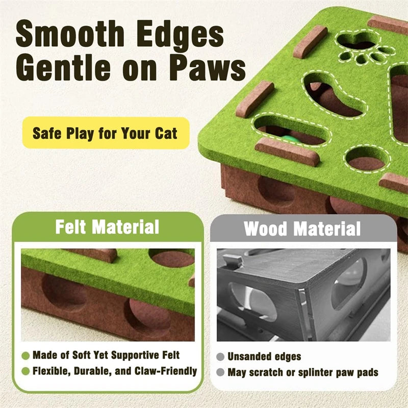 Limorista |Felt Kitty Puzzle Maze Toy – 2 Random Balls for Indoor Play & Exercise Limorista