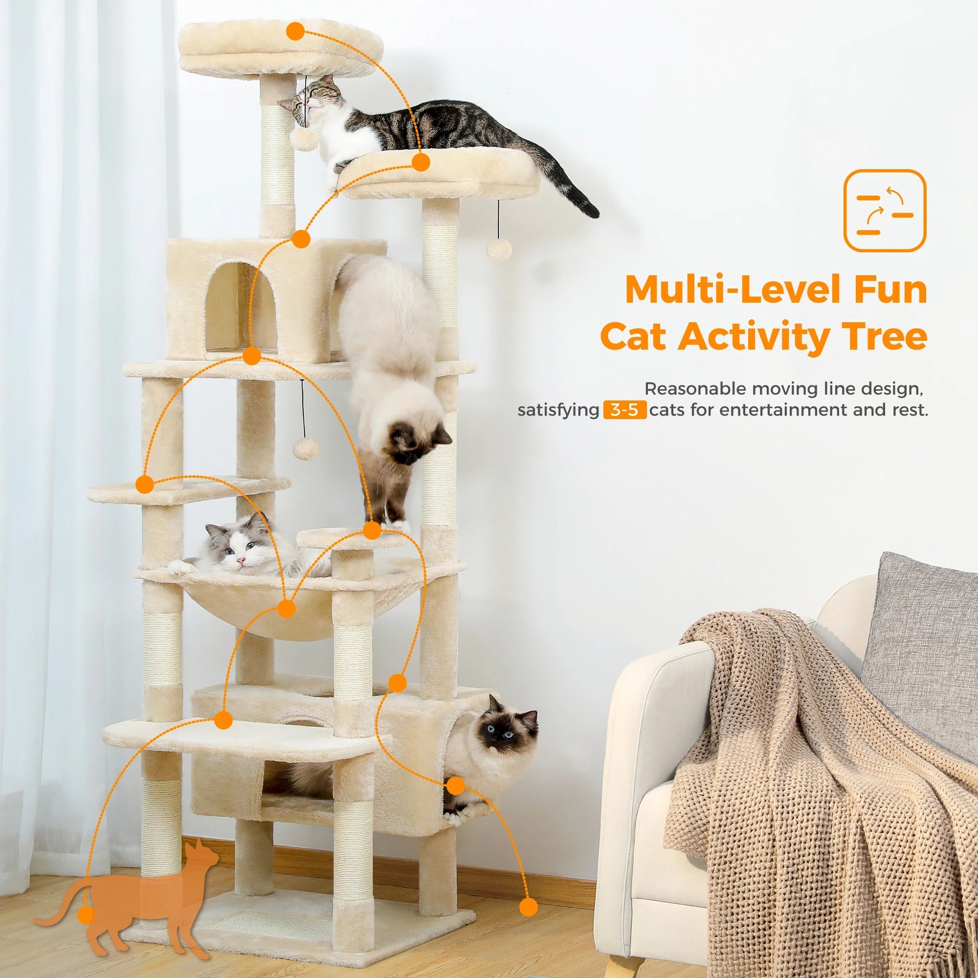 Limorista | Indoor Kitty Play Tower – Padded Perches, Condo & Scratching Posts Limorista
