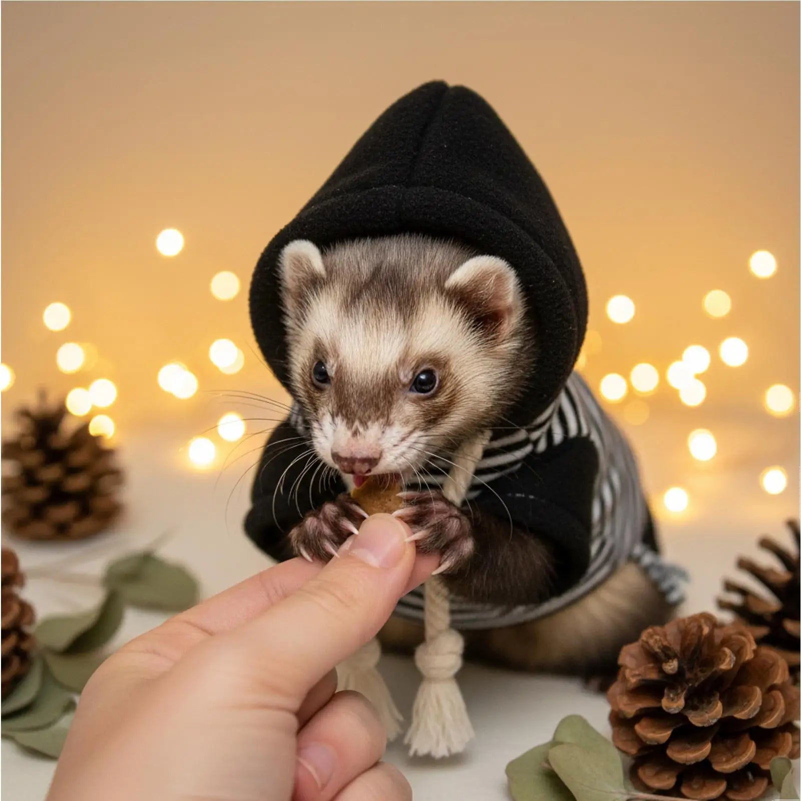Limorista | Fluffy Ferret Hoodie – Thick Fleece Cozy Sweatshirt with Drawstring Limorista
