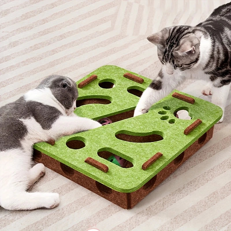 Limorista |Felt Kitty Puzzle Maze Toy – 2 Random Balls for Indoor Play & Exercise