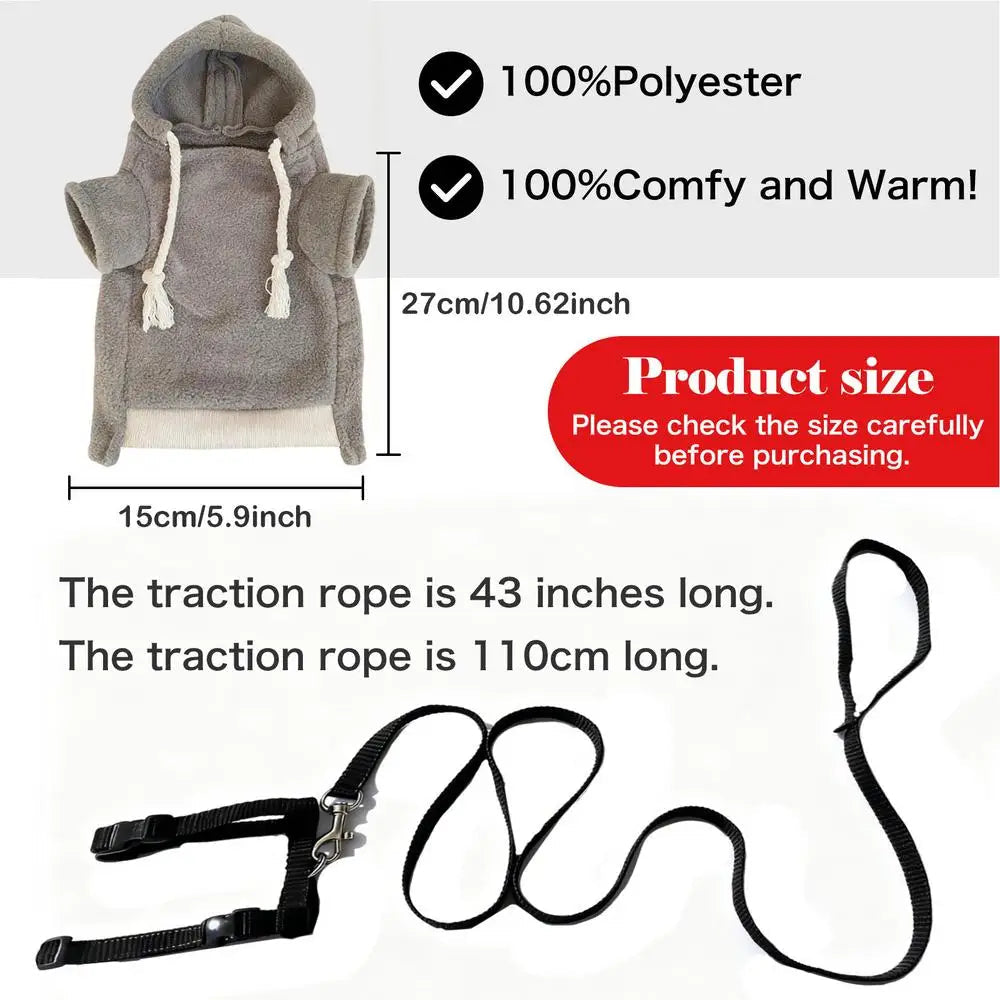 Limorista | Sweet Grey Ferret Hoodie Sweater with Harness Limorista