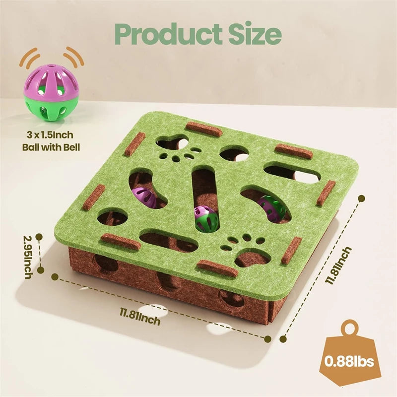 Limorista |Felt Kitty Puzzle Maze Toy – 2 Random Balls for Indoor Play & Exercise Limorista