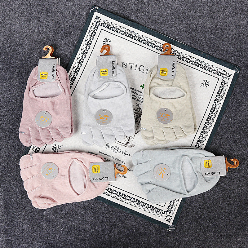 Ladies Pure Cotton Deodorant Socks Sweat Absorbing Invisible Five Finger Socks Limorista
