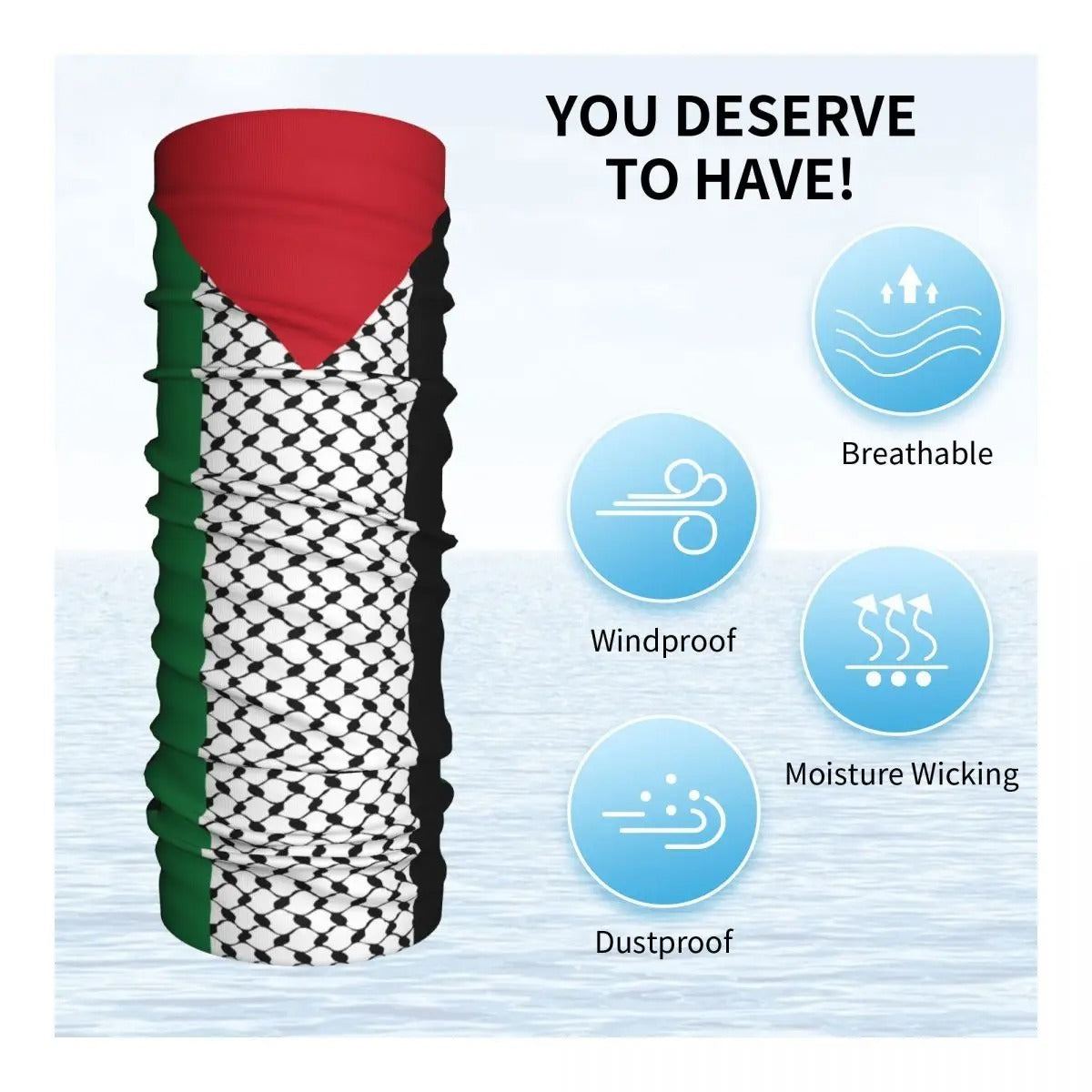 Sun Protection Cycling Palestinian Flag Headscarf Limorista